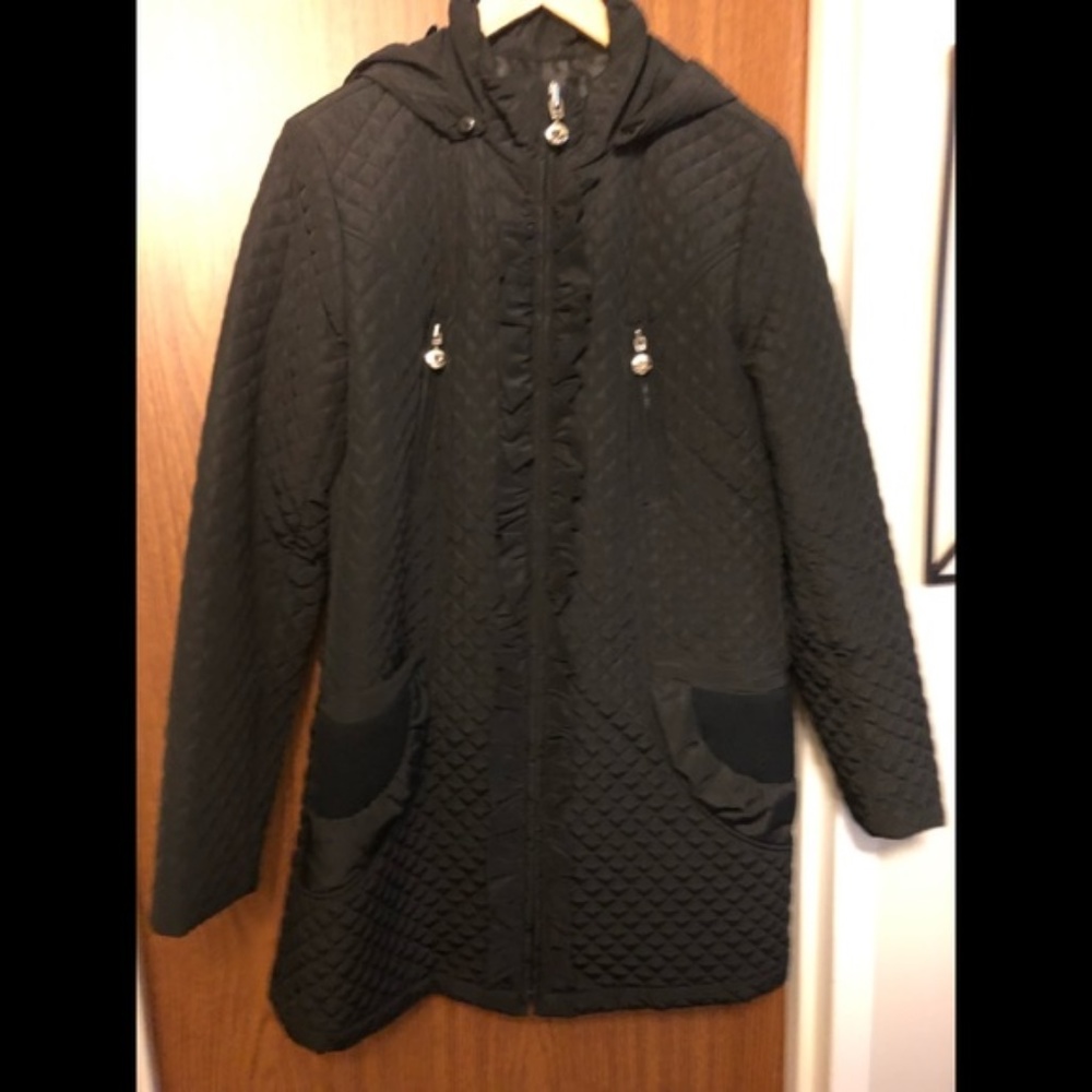 betsey johnson ruffle coat large nwot